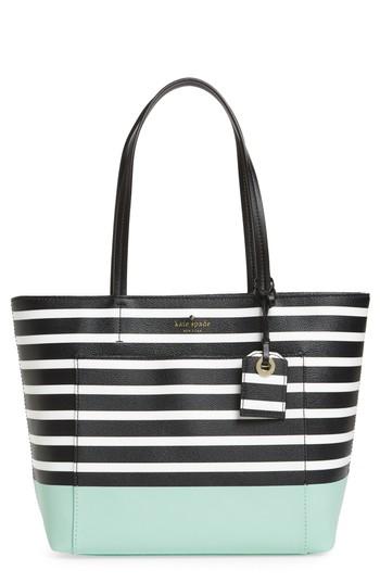 Kate Spade New York Hyde Lane Dipped Stripe - Small Riley Tote - Green