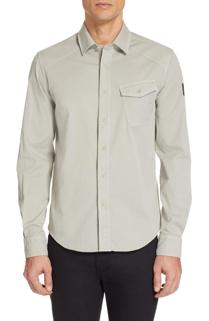 Men's Belstaff Steadway Twill Work Shirt - Grey