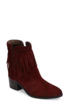 Women's Bella Vita Tex Fringe Block Heel Bootie M - Red