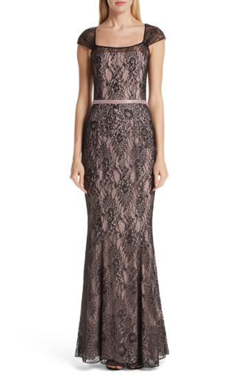 Women's Verdin Cap Sleeve Lace Evening Dress - Black