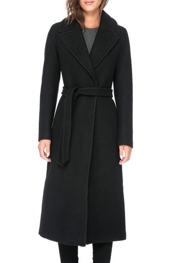 Women's Soia & Kyo Belted Boiled Wool Coat - Black