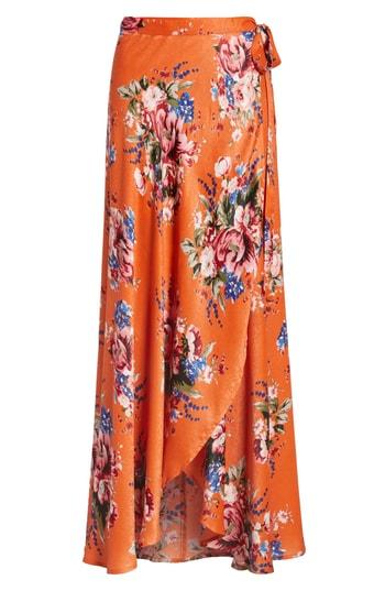 Women's Band Of Gypsies Zoey Satin Wrap Skirt