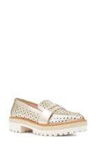 Women's Nine West Gradskool Perforated Penny Loafer M - Metallic