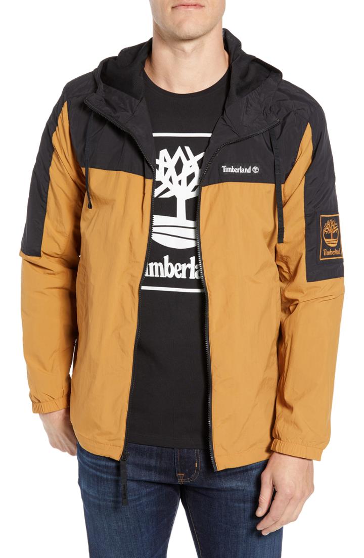 Men's Timberland Windbreaker Hooded Jacket - Brown