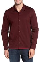 Men's David Donahue Jacquard Knit Sport Shirt - Red