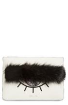 Kendall + Kylie Annie Sequin Eye Leather Pouch - White