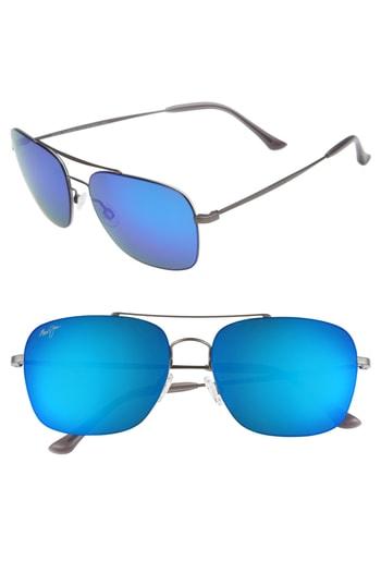 Men's Maui Jim Lava Tube 57mm Polarizedplus2 Aviator Sunglasses - Matte Black/neutral Grey