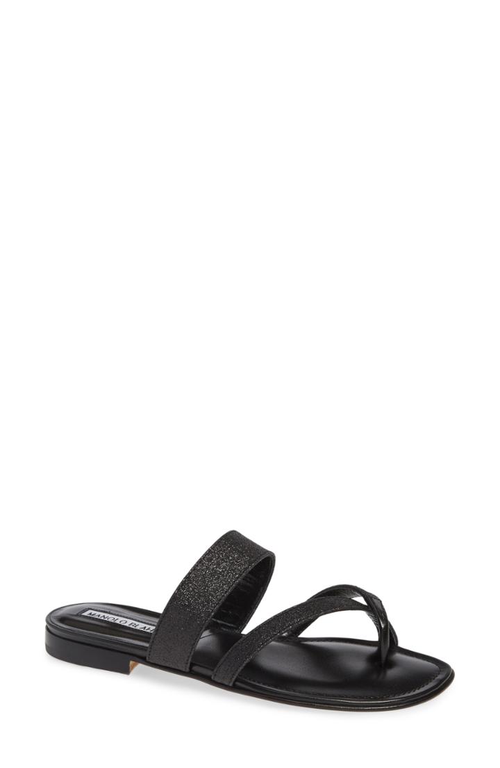 Women's Manolo Blahnik Susa Toe Strap Sandal .5us / 35.5eu - Black