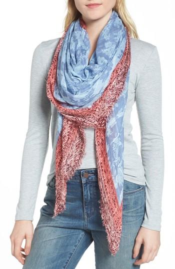 Women's Treasure & Bond Print Textured Square Scarf, Size - Blue