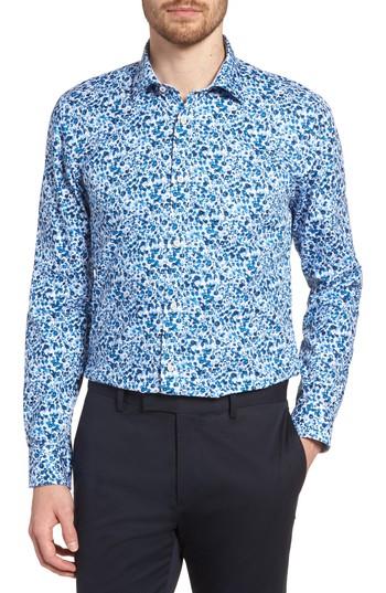 Men's Ted Baker London Endurance Gorge Slim Fit Floral Dress Shirt - Blue