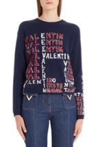 Women's Valentino Puzzle Wool & Cashmere Sweater - Blue