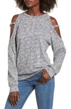 Women's Heathered Cold Shoulder Sweatshirt - Grey