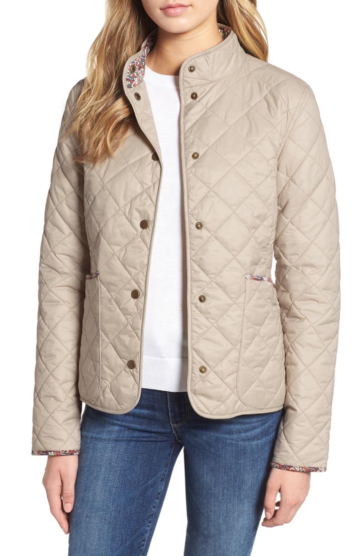 Women's Barbour X Liberty Evelyn Quilted Jacket Us / 14 Uk - Beige