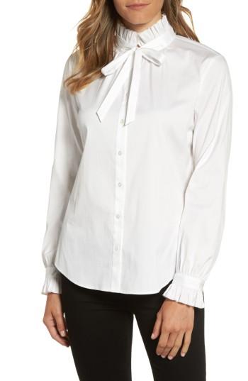Women's Halogen Ruffle Bow Neck Blouse - White
