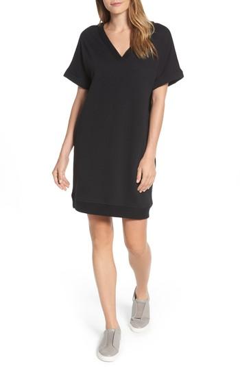 Women's Caslon Off-duty French Terry Dress - Black