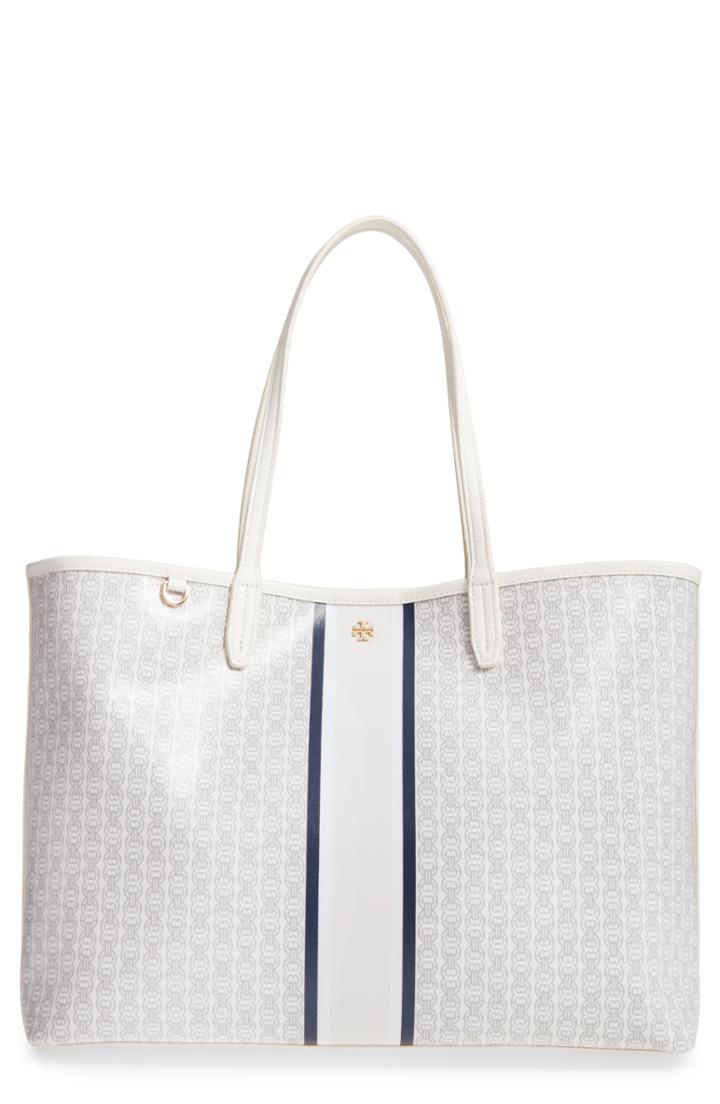 Tory Burch Gemini Link Coated Canvas Tote - White