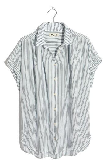 Women's Madewell Central Stripe Shirt, Size - Blue