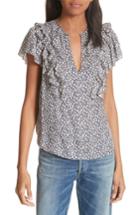 Women's Rebecca Taylor Lauren Ruffle Sleeve Silk Top - Blue