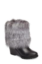 Women's Sorel Park City Faux Fur Wedge Bootie .5 M - Black