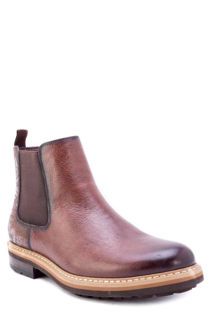 Men's Robert Graham Yates Textured Chelsea Boot .5 M - Brown