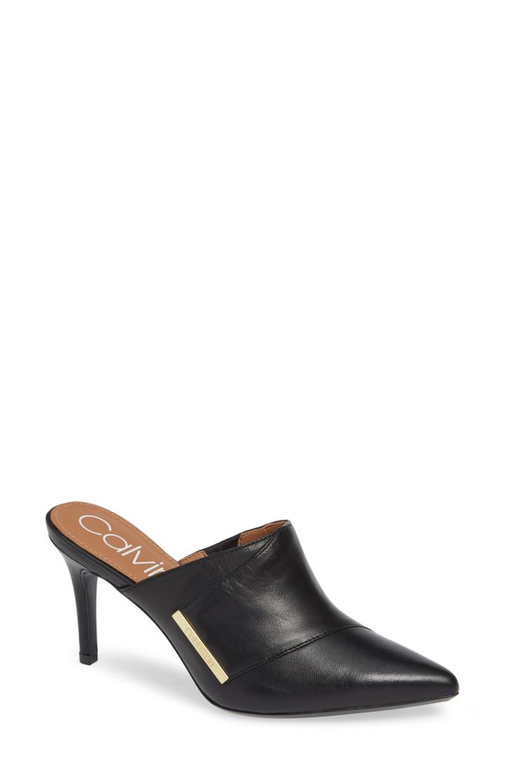 Women's Calvin Klein Grecia Stiletto Mule .5 M - Black