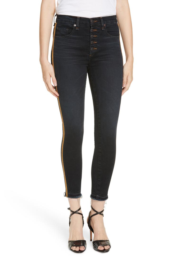 Women's Veronica Beard Debbie Tuxedo Stripe Skinny Jeans - Blue