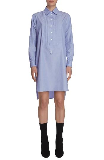 Women's Burberry Pintuck Cotton Shirtdress - Blue