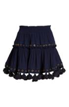 Women's Misa Los Angeles Marcella Fringe Trim Skirt - Blue