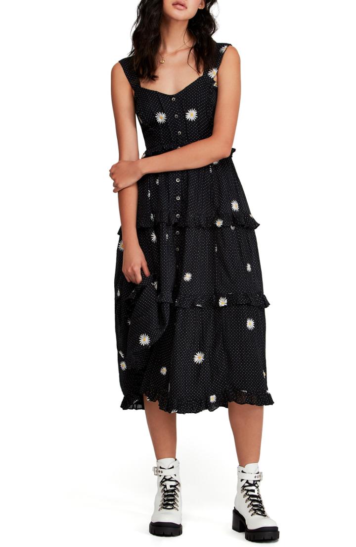 Women's Free People Daisy Chain Midi Dress - Black