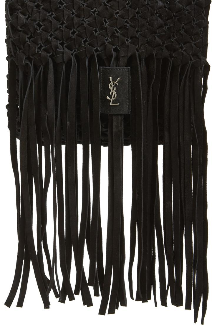 Saint Laurent Fringed Leather Clutch -