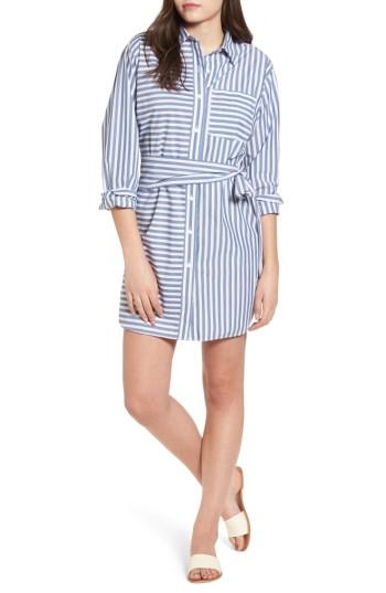 Women's Current/elliott The Alda Stripe Belted Shirtdress - Blue