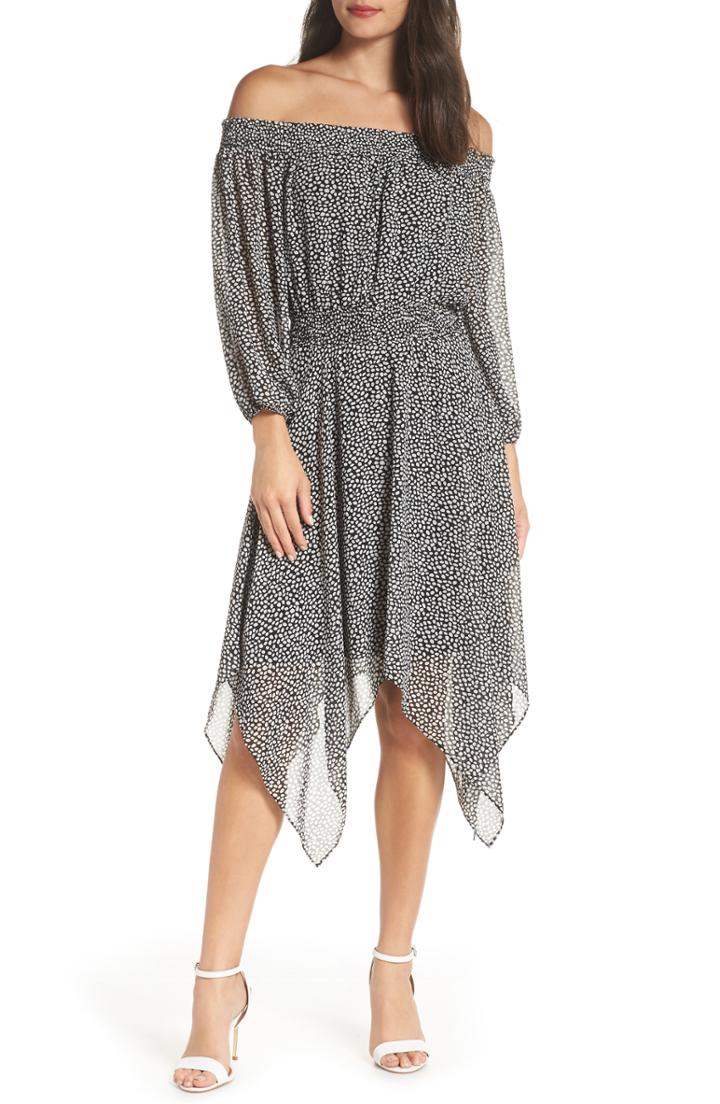 Women's Charles Henry Smocked Handkerchief Hem Dress