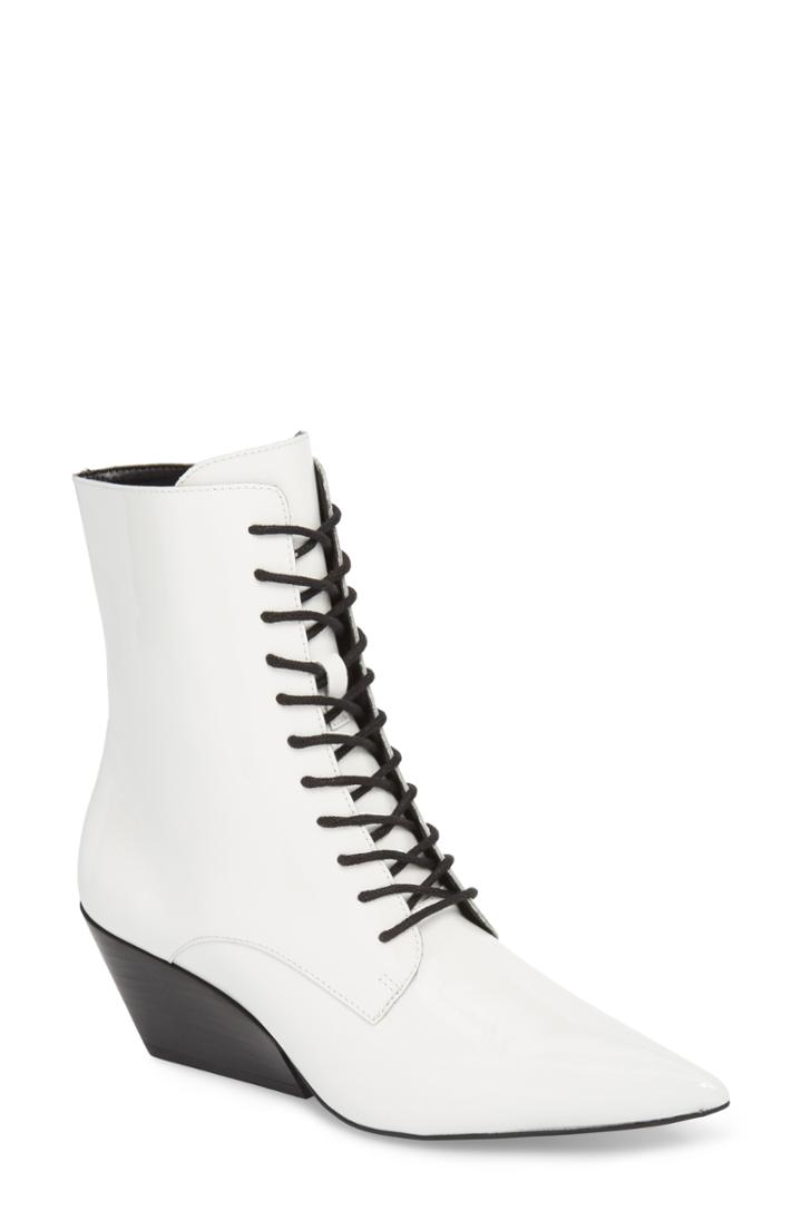 Women's Calvin Klein Jeans Faith Pointy Toe Laced Bootie .5 M - White