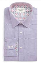 Men's Ted Baker London Shell Trim Fit Print Dress Shirt - 32/33 - Pink