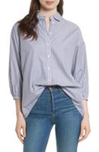 Women's The Great. The Easy Stripe Cotton Shirt - Blue
