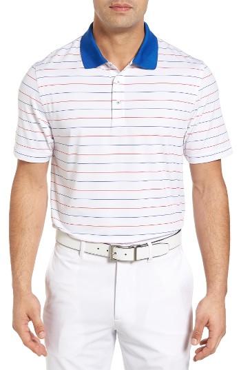 Men's Vineyard Vines Litchfield Stripe Moisture Wicking Polo, Size - White