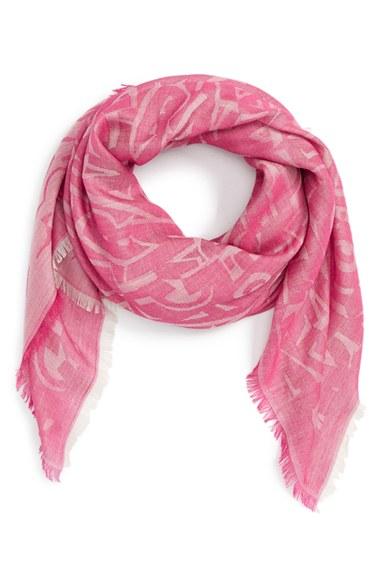 Women's Salvatore Ferragamo Lettering Print Wool & Silk Scarf