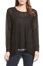 Petite Women's Eileen Fisher Organic Linen Blend Swing Sweater, Size P - Black
