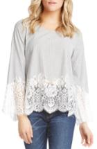 Women's Karen Kane Lace Border Pinstripe Top - Blue