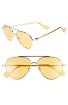Women's Moncler 57mm Aviator Sunglasses - Gold/ Brown