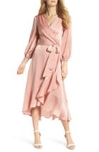 Women's Gal Meets Glam Collection Jennifer Shimmer Satin Wrap Dress - Pink