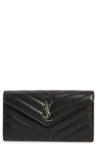 Women's Saint Laurent Loulou Large Matelasse Leather Flap Wallet - Black