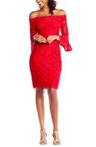 Women's Adrianna Papell Off The Shoulder Lace Sheath Dress - Red