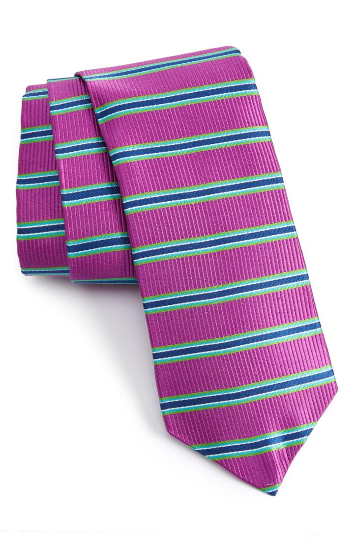 Men's Nordstrom Men's Shop Sunset Stripe Silk Tie, Size - Purple