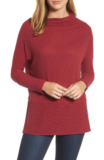 Women's Bobeau Wide Neck Top, Size - Burgundy