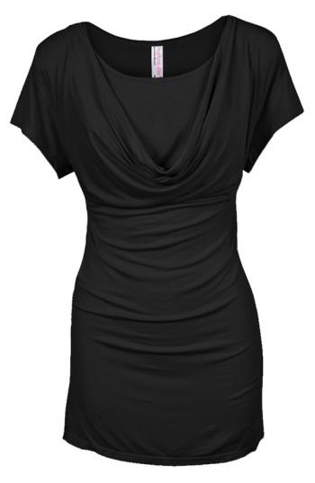 Women's Nurture-elle Cowl Neck Short Sleeve Nursing Top, Size - Black