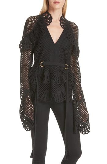 Women's Self-portrait Crochet Top - Black
