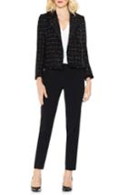 Women's Vince Camuto Spring Windowpane Tweed Open Front Jacket, Size - Black
