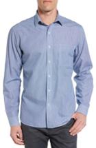 Men's Maker & Company Tailored Fit Micro Check Sport Shirt, Size - Blue