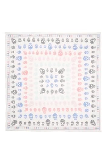 Women's Alexander Mcqueen Skull Print Chiffon Scarf, Size - Blue